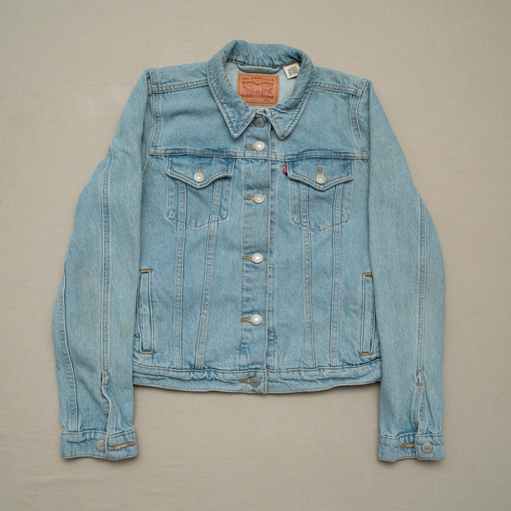 Levis Womens Trucker Type 3 III Denim Jacket L Western Boho Lightwash Adult L